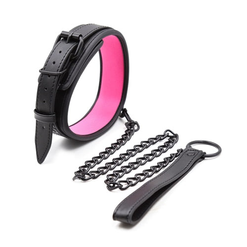 Atlas BDSM Leather Collar and Chain